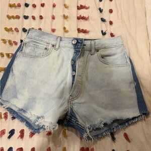 Nasty Gal Light Blue Frayed Jean Shorts